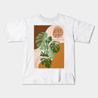 Mid Century Modern Modern Plant, Abstract Botanical Illustration Kids T-Shirt